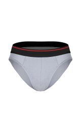 Erkek Kırmızı Çizgili Lastikli Gri Slip