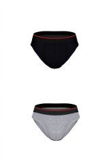 Erkek 2Li Lastikli Siyah-Gri Slip