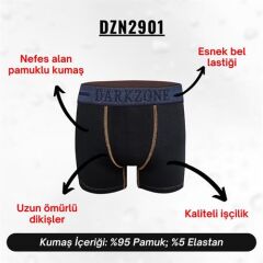 Kot Lastiği Desenli Siyah Erkek Boxer