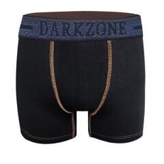 Kot Lastiği Desenli Siyah Erkek Boxer
