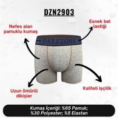 Kot Lastiği Desenli Gri Erkek Boxer
