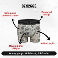 Keşif Desenli Gri Erkek Boxer