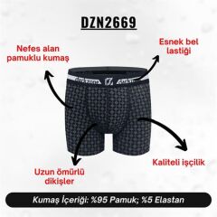 Desenli Lacivert Erkek Boxer
