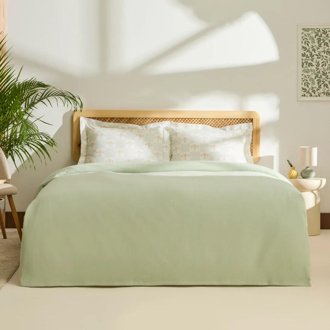 Kaşmir Home Runa %100 Pamuk Çift Kişilik Pike Takımı Çağla