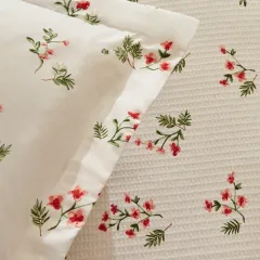 Karaca Home Silvie %100 Pamuk Çift Kişilik Pike Takımı Kırmızı