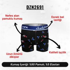Şapka Desenli Siyah Erkek Boxer