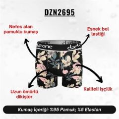 Çiçek Desenli Siyah Erkek Boxer