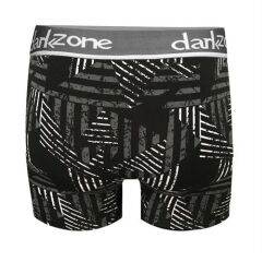 Geometrik Desenli Siyah Erkek Boxer