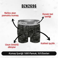 Geometrik Desenli Siyah Erkek Boxer