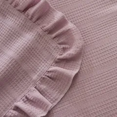 Karaca Home Maye %100 Pamuk Fırfırlı Tek Kişilik Tek Pike Mürdüm