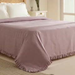 Karaca Home Maye %100 Pamuk Fırfırlı Tek Kişilik Tek Pike Mürdüm