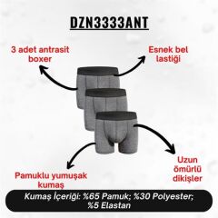 Erkek Boxer Antrasit 3'Lü Set