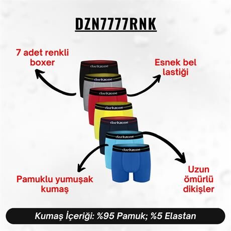Erkek Boxer Renkli 7'Li Set