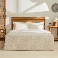 Kaşmir Home Desti %100 Pamuk Çift Kişilik Pike Bej