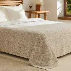 Kaşmir Home Desti %100 Pamuk Çift Kişilik Pike Bej