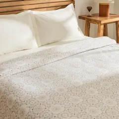 Kaşmir Home Desti %100 Pamuk Çift Kişilik Pike Bej