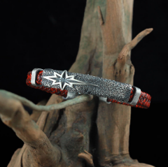 Kutup Yıldızı Model 925 Ayar Erkek Gümüş Deri Bileklik