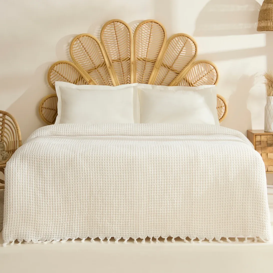 Karaca Home Mady %100 Cotton Waffle Çift Kişilik Tek Pike Beyaz