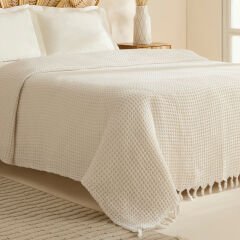 Karaca Home Mady %100 Cotton Waffle Çift Kişilik Tek Pike Beyaz