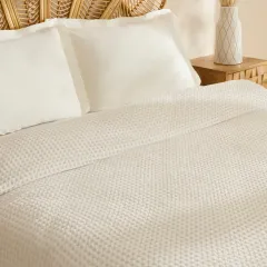 Karaca Home Mady %100 Cotton Waffle Çift Kişilik Tek Pike Beyaz