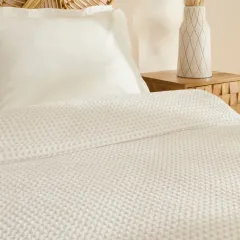 Karaca Home Mady %100 Cotton Waffle Çift Kişilik Tek Pike Beyaz