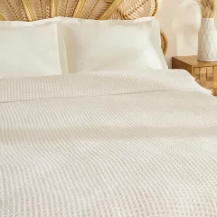 Karaca Home Mady %100 Cotton Waffle Çift Kişilik Tek Pike Beyaz