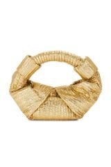 Metallic Raffia Lopsy Bag in Gold & Natural SIMONMILLER