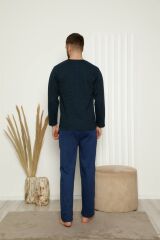 Akbeniz Erkek %100 Pamuk Önden Düğmeli Cepli Uzun Kollu Pijama Takımı 6768