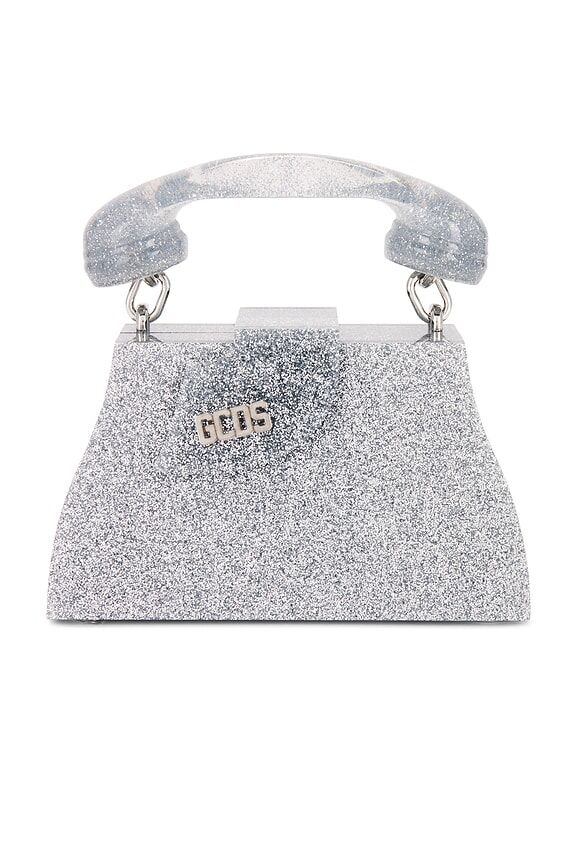 Call Me Glitter Baby Bag in Silver GCDS