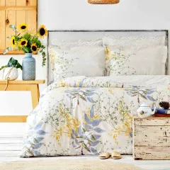 Karaca Home Clarinda %100 Pamuk Çift Kişilik Lastik Çarşaflı Nevresim Takımı Hardal