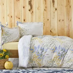 Karaca Home Clarinda %100 Pamuk Çift Kişilik Lastik Çarşaflı Nevresim Takımı Hardal