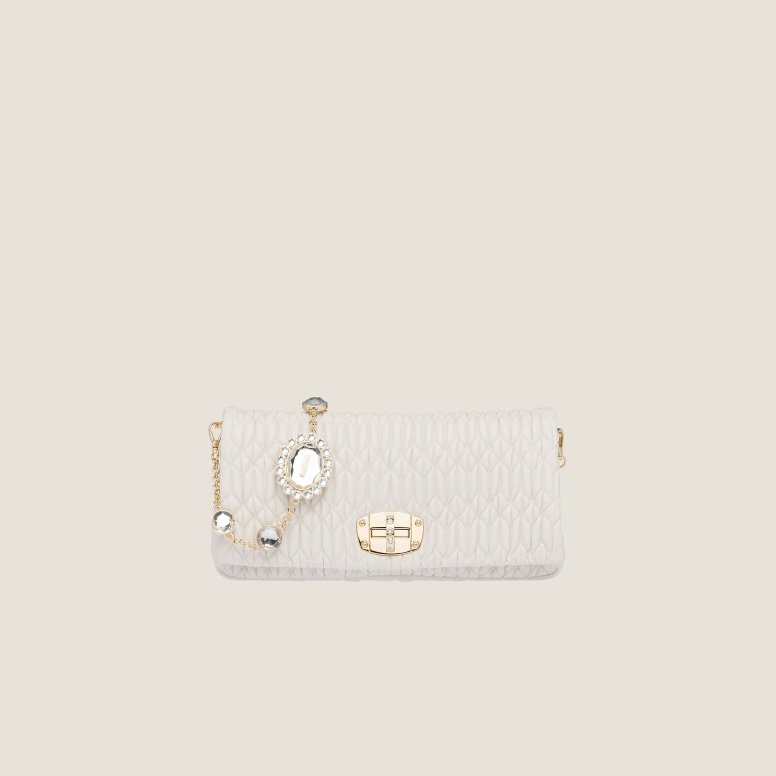 حقيبة Miu Miu Iconic Crystal Cloqué من جلد النابا