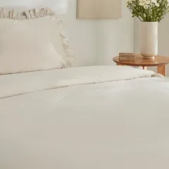 Karaca Home Pure Ruffle %100 Pamuk Çift Kişilik Nevresim Takımı Ekru