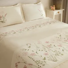 Karaca Home Gres Çift Kişilik Nakışlı Nevresim Pike Takımı Pudra