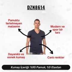 V Yaka Lacivert Erkek T-Shirt