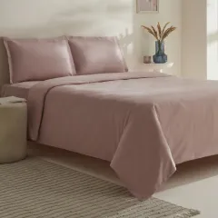 Karaca Home Jemma 120 Tel %100 Pamuk Saten Çift Kişilik Nevresim Takımı Pudra