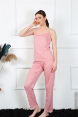 Akbeniz Kadın İp Askılı Somon Pijama Takım 4136
