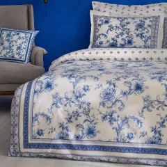Karaca Home Rosario %100 Pamuk Çift Kişilik Nevresim Takımı Mavi