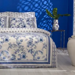 Karaca Home Rosario %100 Pamuk Çift Kişilik Nevresim Takımı Mavi