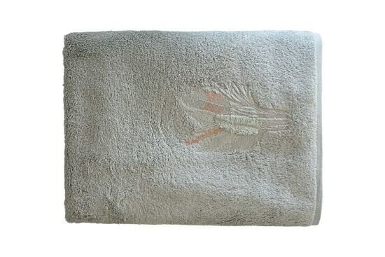 BOMONTI TOWEL 90X150 FEATHER EMBROIDERED GREEN COLOR