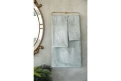 BOMONTI TOWEL 90X150 FEATHER EMBROIDERED GREEN COLOR