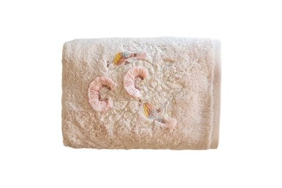 BOMONTI TOWEL 50X90 BIRD EMBROIDERED STONE COLOR