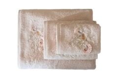 BOMONTI TOWEL 50X90 BIRD EMBROIDERED STONE COLOR