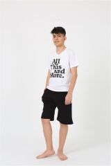 Akbeniz Erkek Genç Garson Boy Kısa Kol Beyaz Penye Şortlu Pijama Takımı 20377