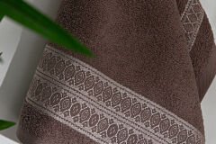STRIP PATTERNED BORDERED TOWEL 30X50CM BROWN