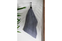 JACQUARD GEOMETRIC PATTERNED BORDERED TOWEL 30X50CM BLUE
