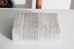 MOTIF PATTERN BORDERED TOWEL 30X50CM STONE