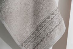 MOTIF PATTERN BORDERED TOWEL 30X50CM STONE