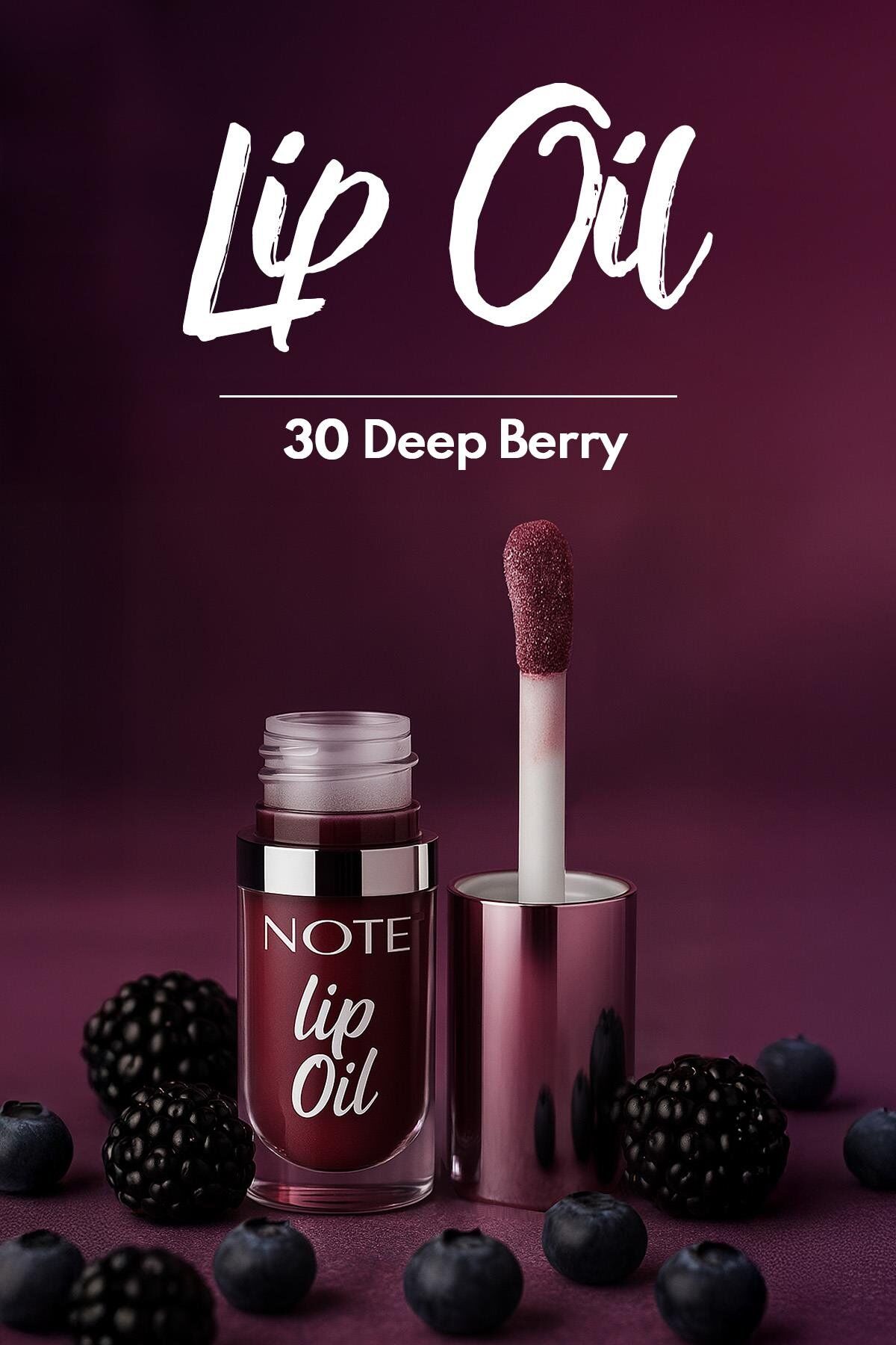 Note Lip Oil 30 Deep Berry Nemlendirici ve Parlatıcı Dudak Bakım Yağı - Mor