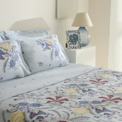 Karaca Home Seliya %100 Pamuk Çift Kişilik Nevresim Takımı Mavi